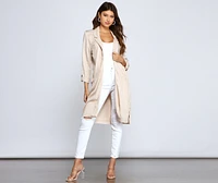Striped Sophistication Long Blazer