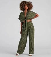 Line Tie-Front Striped Top