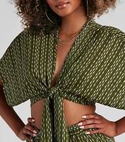 Line Tie-Front Striped Top