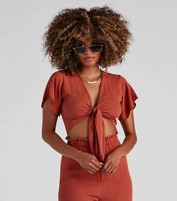 Weekend Mood Tie-Front Top