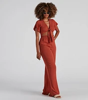 Weekend Mood Tie-Front Top
