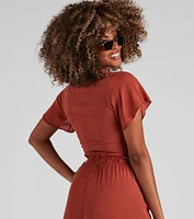 Weekend Mood Tie-Front Top