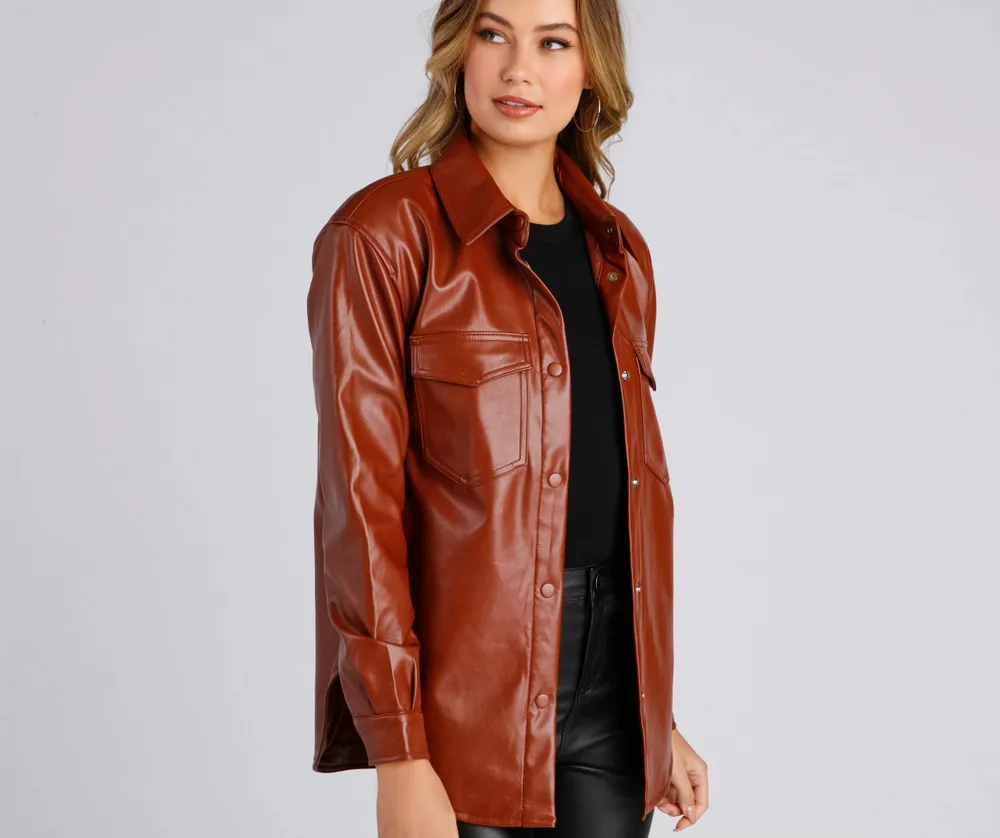 Trendsetting Vibes Faux Leather Shacket