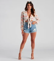 Tie And Wait Floral Chiffon Top