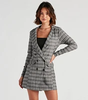 Perfectly Prepped Plaid Long Blazer