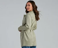Here For It Faux Suede Trench