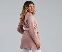 Here For It Faux Suede Trench