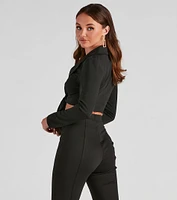 Down To Business Tie-Front Blazer