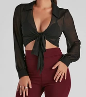 Chic Style Moves Tie-Front Top