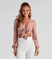 See Me Bloom Floral Tie Front Top