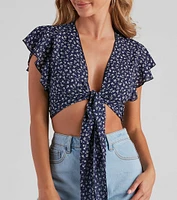 So Darling Ditsy Floral Crop Top