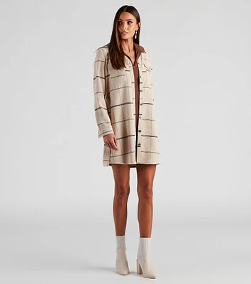 Big Apple Corduroy Plaid Trench Coat