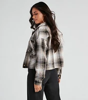 Chill Temps Plaid Crop Shacket