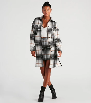Best Match Plaid Longline Shacket