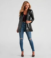 Elevated Sleek Faux Leather Blazer