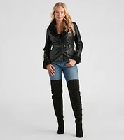Utterly Fab Faux Fur Leather Blazer
