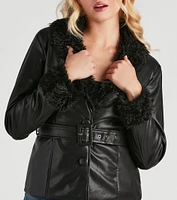 Utterly Fab Faux Fur Leather Blazer