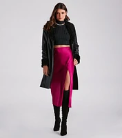 Layered Luxe Faux Leather Trench Coat