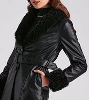 Layered Luxe Faux Leather Trench Coat