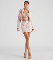 Social Scene Plaid Tweed Blazer