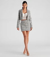 Social Scene Plaid Tweed Blazer