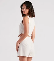 Casual And Chic Cropped Linen Vest