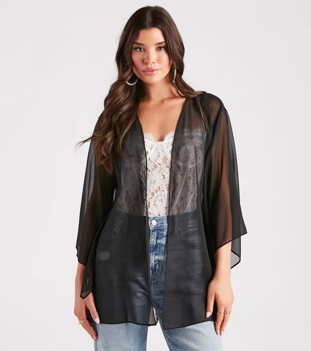 Beach Mode Chiffon Belted Kimono