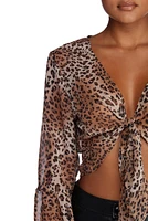 On The Prowl Tie Front Top