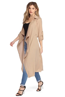 Day Chic Draped Trench Coat
