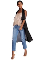 Drape Front Tie Waist Vest