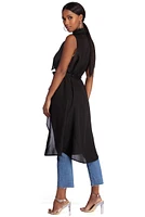 Drape Front Tie Waist Vest