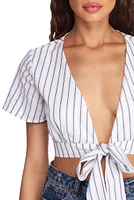 Flutter Sleeve Tie Front Blouse