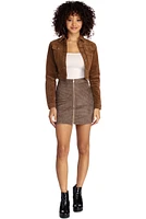 Cropped Corduroy Button Up Jacket