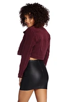 Cropped Corduroy Button Up Jacket