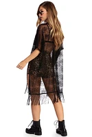 Fun Fringe Lace Kimono Cover Up