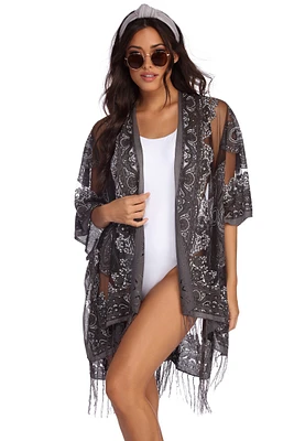Bohemian Burnout Fringe Kimono