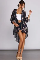 Floral Burst High Low Kimono