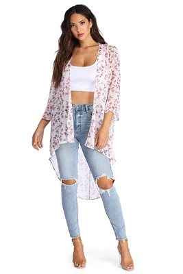 Floral Burst High Low Kimono