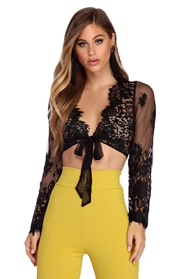Tied With Lace Crop Top