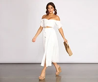 Seaside Babe Button Front Midi Skirt