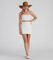 Social Linen Fringe Mini Skirt