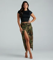 Commander Cute Camouflage Cargo Maxi Skirt