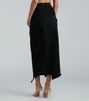 Trendy Energy High Slit Cargo Maxi Skirt