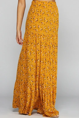 Golden Glow Floral Maxi Skirt