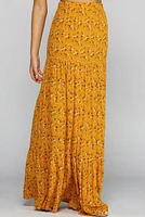 Golden Glow Floral Maxi Skirt