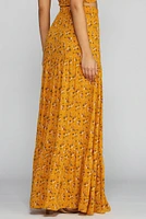 Golden Glow Floral Maxi Skirt