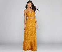 Golden Glow Floral Maxi Skirt