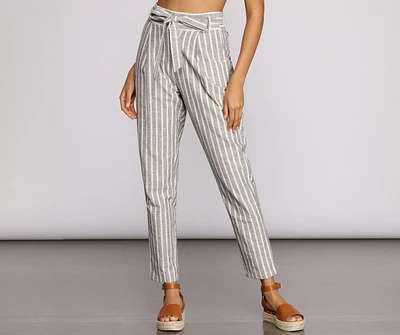 Linen Stripe Tapered Pants