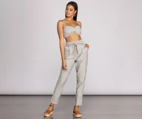 Linen Stripe Tapered Pants