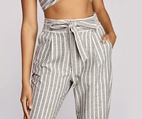 Linen Stripe Tapered Pants